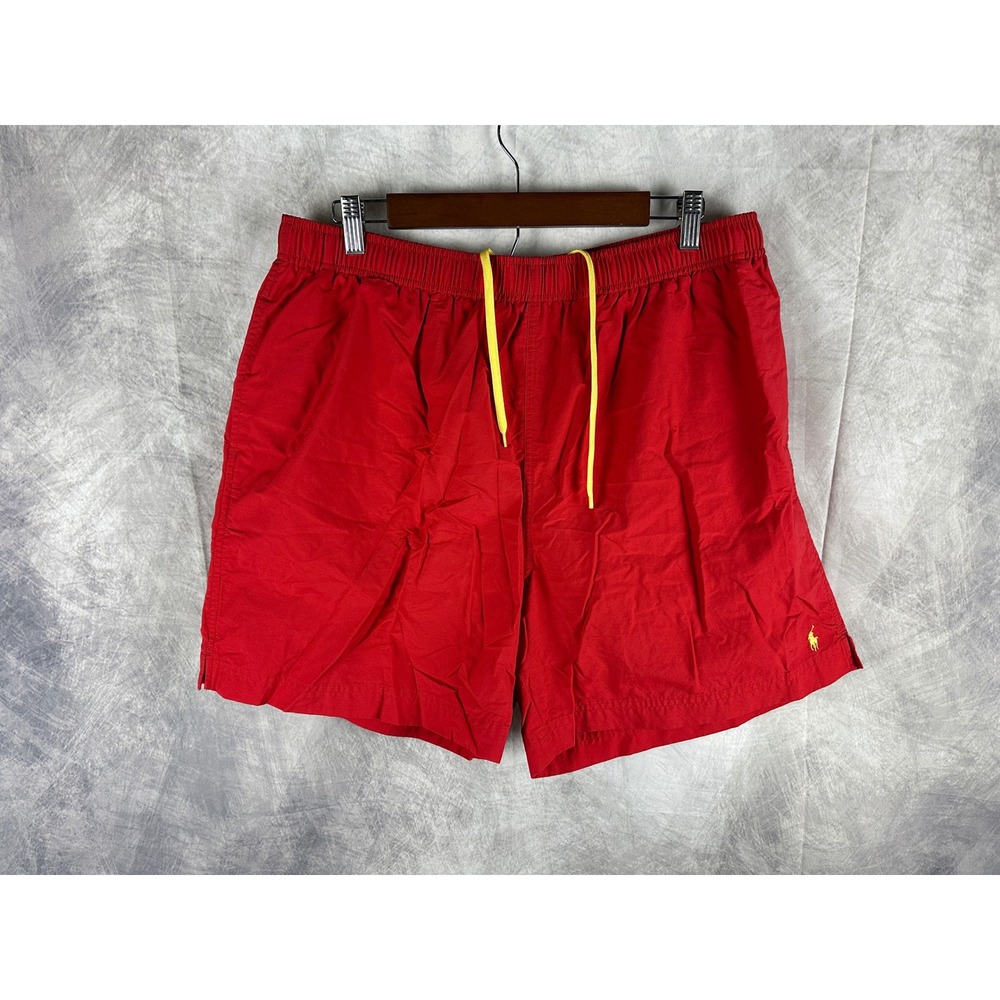 Polo Sport Ralph Lauren Mens Red Swim Trunks XXL Yellow Pony Logo 6 Inch Inseam